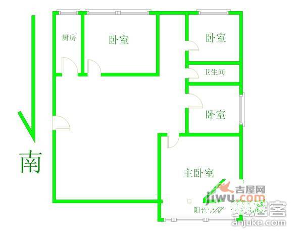 和燕花苑4室2厅2卫128㎡户型图