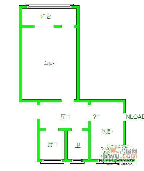 长江新村四十号小区2室1厅1卫60㎡户型图