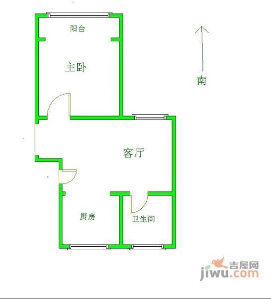 揽月山庄1室1厅1卫63㎡户型图