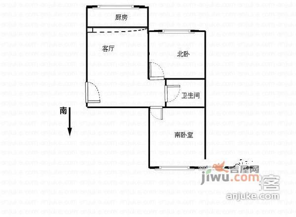 鹏程家园2室1厅1卫82㎡户型图