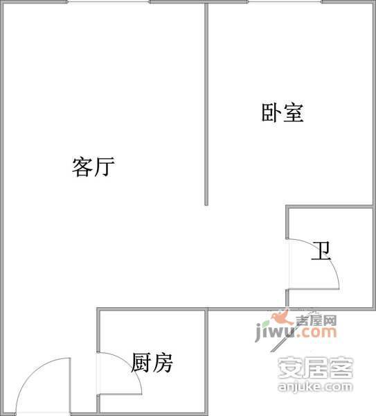 金福星大厦1室1厅1卫户型图