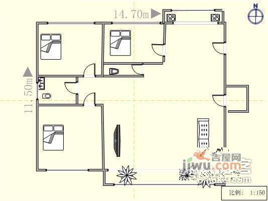 北斗家园3室2厅2卫157㎡户型图