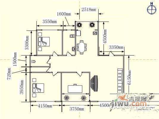 心宁苑3室2厅2卫157㎡户型图