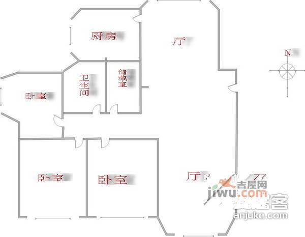 星河璞园3室2厅2卫137㎡户型图