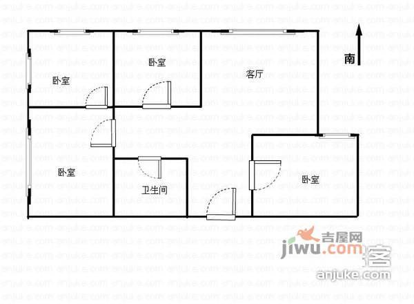 越秀大厦3室2厅1卫户型图