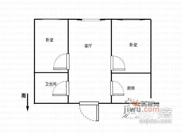 越秀大厦2室1厅1卫户型图