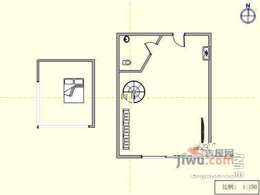 新财富公寓1室1厅1卫52㎡户型图