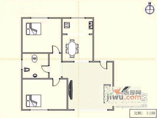 玉树临居2室2厅1卫96㎡户型图