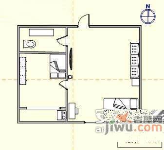 玉树临居1室1厅1卫47㎡户型图