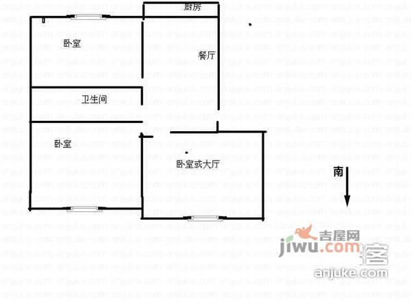 碧涛南园3室1厅1卫80㎡户型图