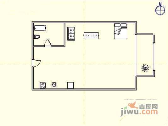 名仕国际1室1厅1卫63㎡户型图