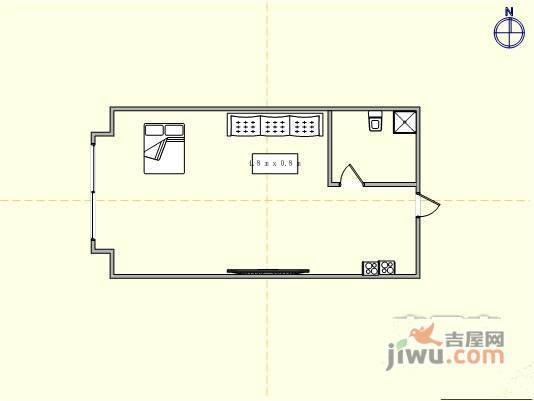 名仕国际1室0厅1卫55㎡户型图