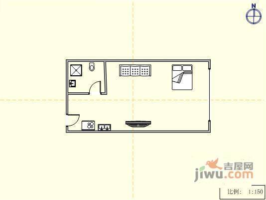 名仕国际1室1厅1卫63㎡户型图