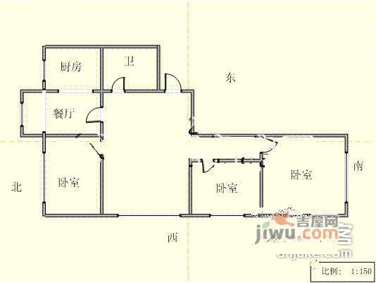 名仕乐居3室2厅1卫117㎡户型图