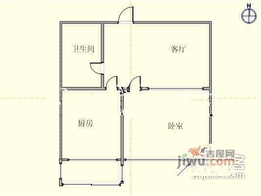 名仕乐居1室1厅1卫48㎡户型图