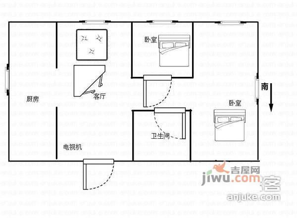 环海公寓2室1厅1卫93㎡户型图