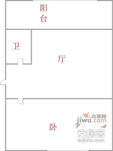 富民公寓1室1厅1卫39㎡户型图