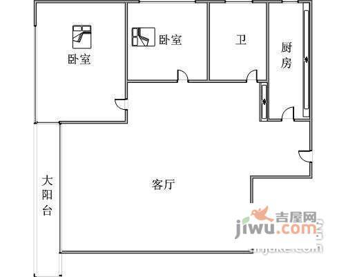 机车佳苑2室2厅1卫96㎡户型图