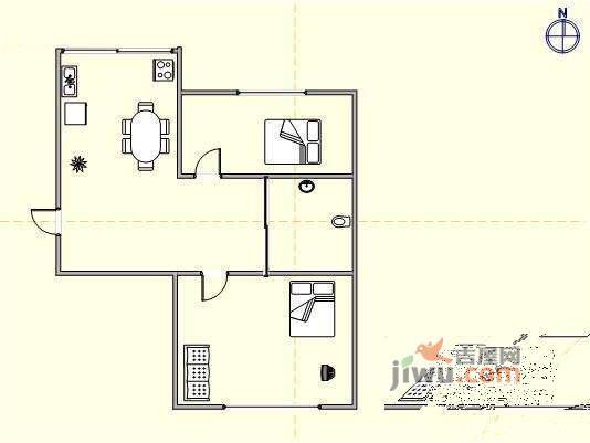 里程巷2室1厅1卫70㎡户型图