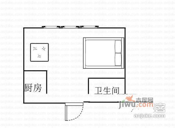 鸿霖大厦1室1厅1卫55㎡户型图