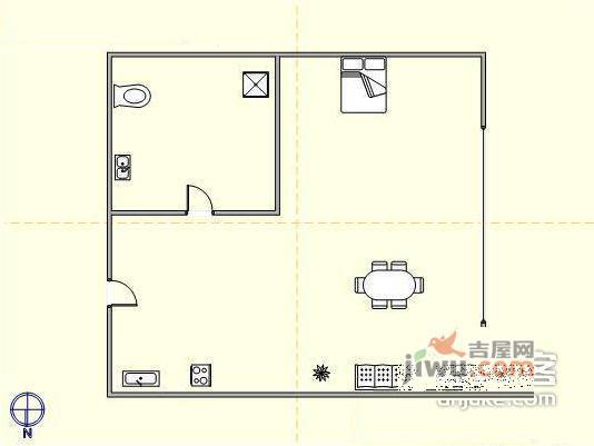 鸿霖大厦1室1厅1卫55㎡户型图