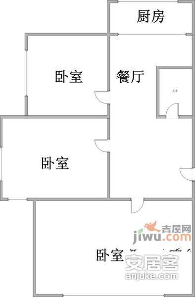 人民广场3室1厅1卫户型图