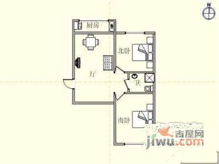 中政小区2室2厅1卫户型图