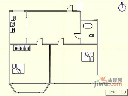 人民路2室1厅1卫88㎡户型图