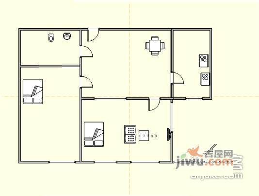 人民路2室1厅1卫88㎡户型图