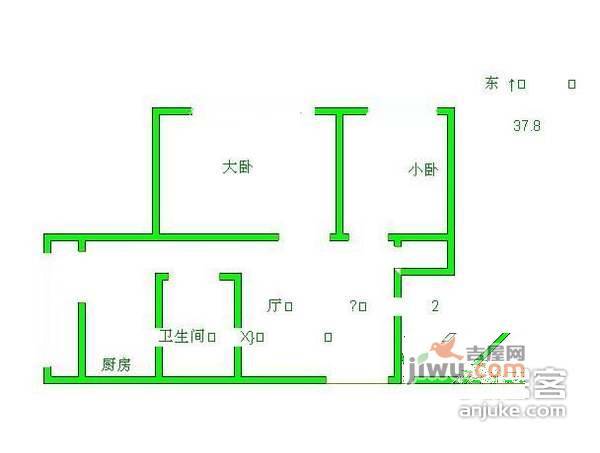 中南路散盘2室1厅1卫63㎡户型图