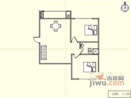 中南路散盘2室1厅1卫63㎡户型图