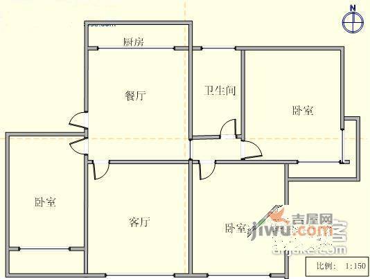 中南路散盘3室2厅1卫136㎡户型图