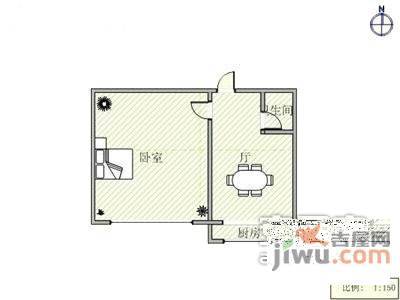 徐州街1室1厅1卫43㎡户型图