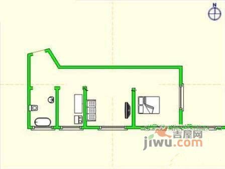 星海自由港1室1厅1卫53㎡户型图