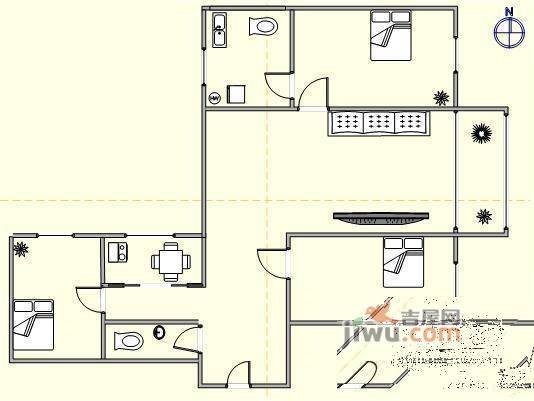 星海大厦3室2厅1卫188㎡户型图