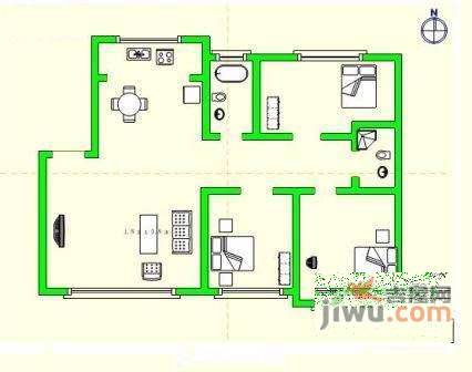 中山公寓3室2厅1卫户型图