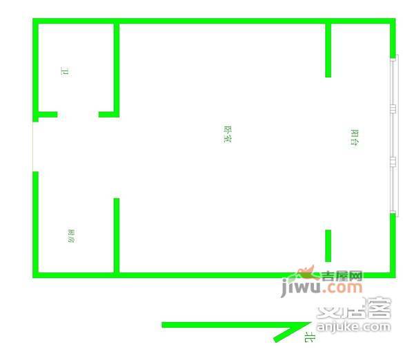 君安国际1室1厅1卫137㎡户型图