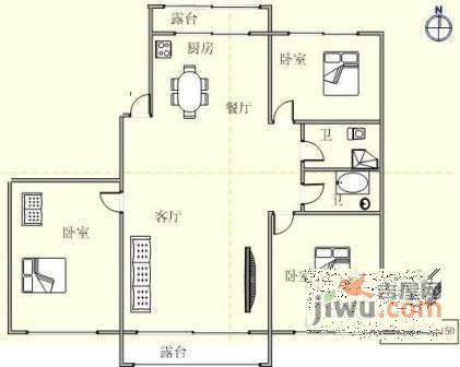 中南苑3室2厅2卫175㎡户型图