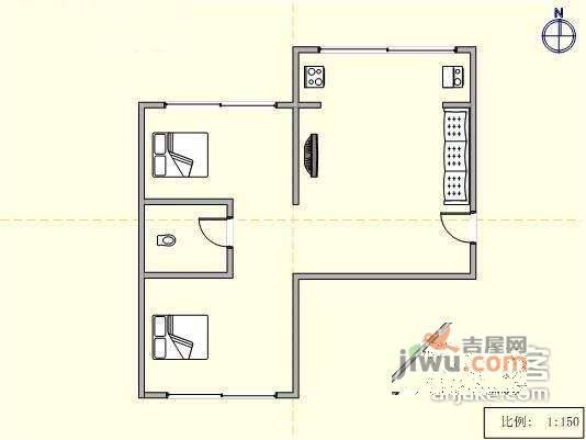 金家街2室1厅1卫74㎡户型图