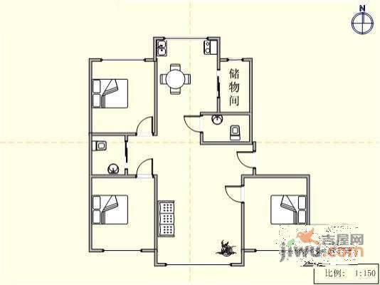 山水家园3室2厅2卫118㎡户型图