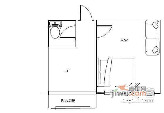 胜利桥散盘1室1厅1卫32㎡户型图