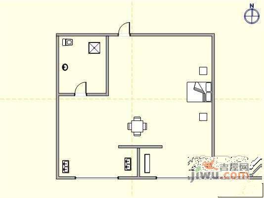 塞维利大厦1室1厅1卫51㎡户型图