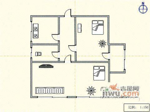 寺儿沟2室1厅1卫78㎡户型图