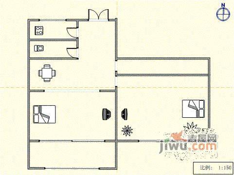 寺儿沟2室1厅1卫78㎡户型图