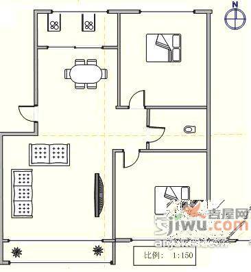 泉水新城友好园2室2厅1卫78㎡户型图