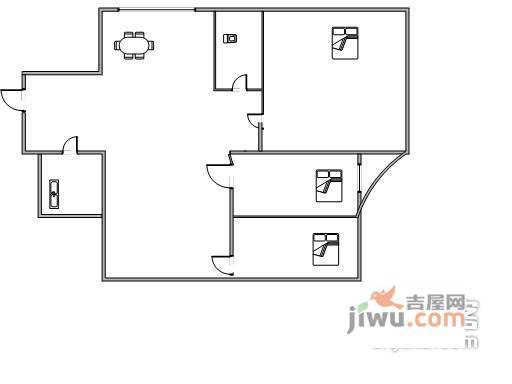 海滨玉都3室2厅1卫户型图