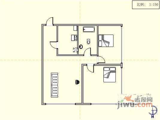 曼哈顿大厦2室2厅1卫124㎡户型图