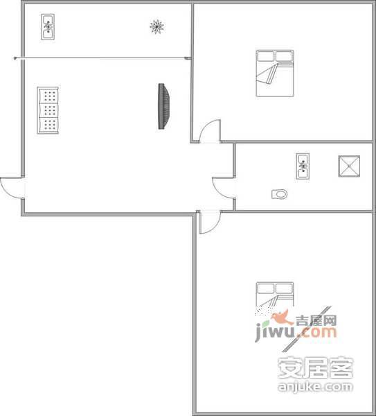 康顺园2室1厅1卫76㎡户型图