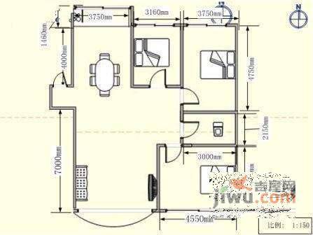 水仙花园3室2厅1卫165㎡户型图