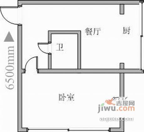 二七广场1室1厅1卫54㎡户型图